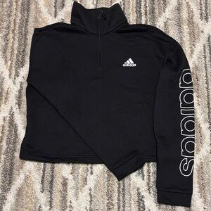 adidas Black Quarter-Zip Logo Pullover